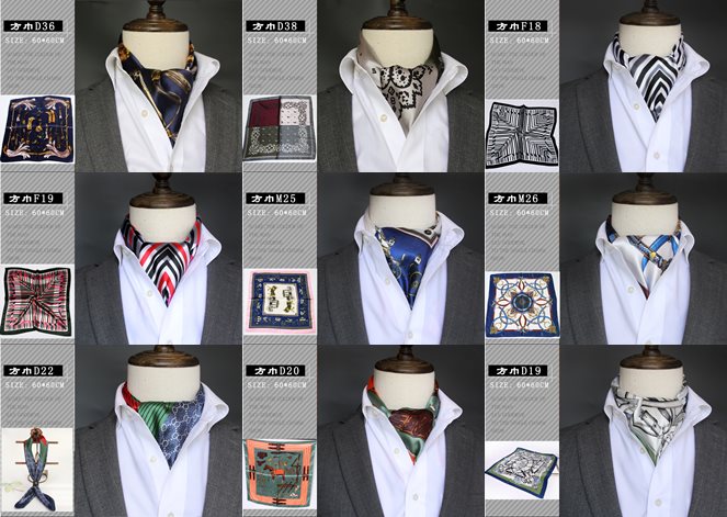 ผ้าผูกคอ ผ้าพันคอ ไทผูกคอ ผูกได้3สไตล์ เล่นลาย คละแบบ 60*60cm หลากสี