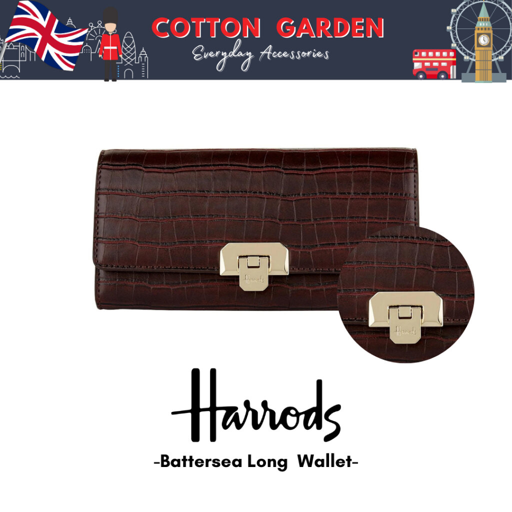 ของแท้ 💯🇬🇧Harrods Battersea Long Wallet กระเป๋าสตางค์ใบยาวแบบฝาปิดกระดุม
