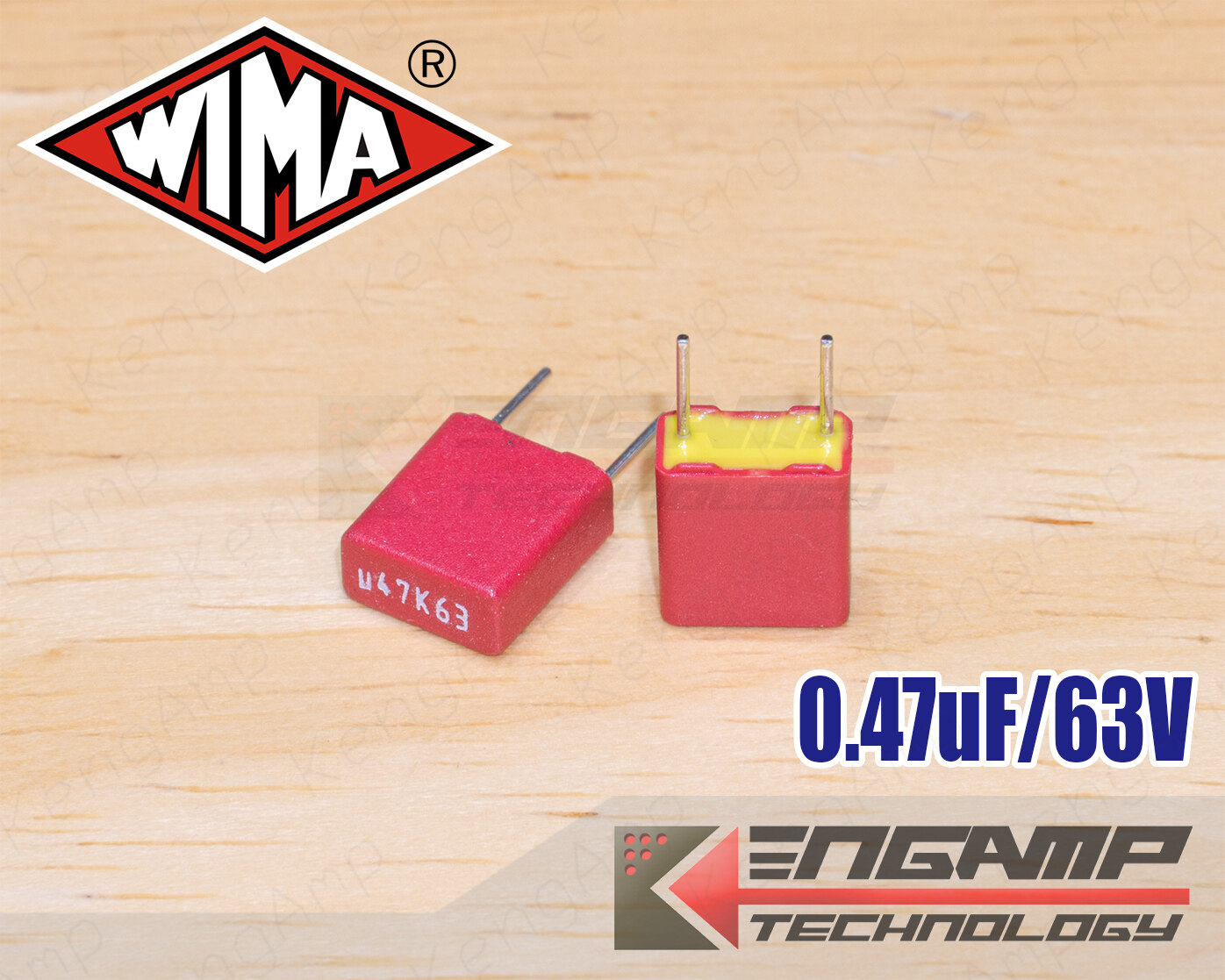 (10ตัว) [F-CAP] 0.47uF/63V 470nK63V WIMA MKS2 10% 3.5x7.2 H8.4mm P=5mm