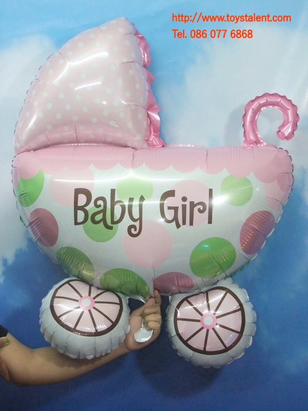 บอลลูนฟอลย์ รถเข็นเด็กผู้หญิง ไซส์ใหญ่ - Baby Girl Cart Foil Balloon / Item No. TL-C026