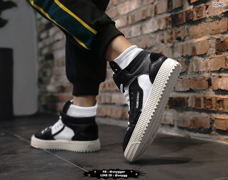 รองเท้าผ้าใบหุ้มข้อสไตล์ HIP HOP สีดำ