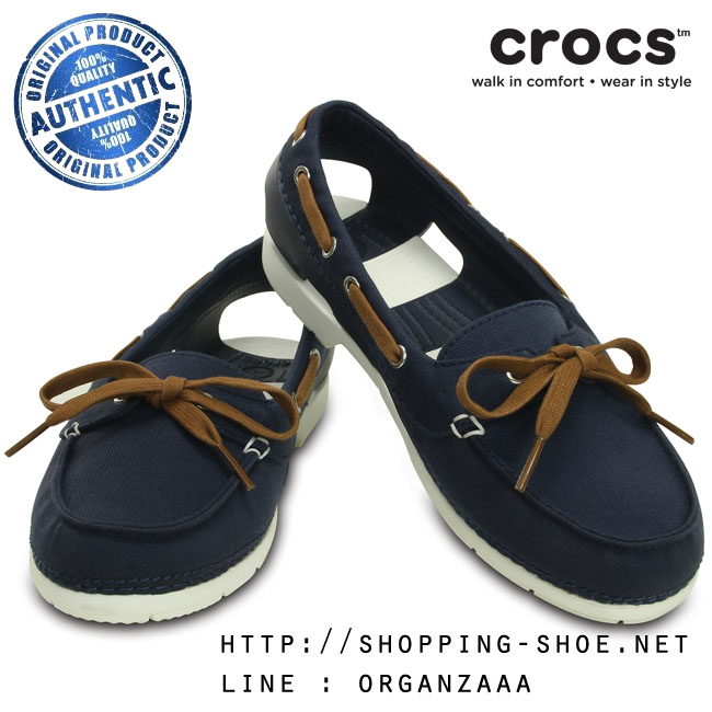 Women's Beach Line Hybrid Boat Shoe - Navy / White ของแท้ Outlet ไทยและอเมริกา