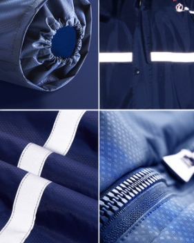 ชุดเสื้อคลุมกันฝน พร้อมหมวกใส มีฮู้ด hood ผ้าร่ม กันลม กันน้ำ Nylon แถบสีสะท้อน No.43 45 47 49 แดงสด ชมพูอ่อน ชมพูเข้ม แดง ฟ้า กรม