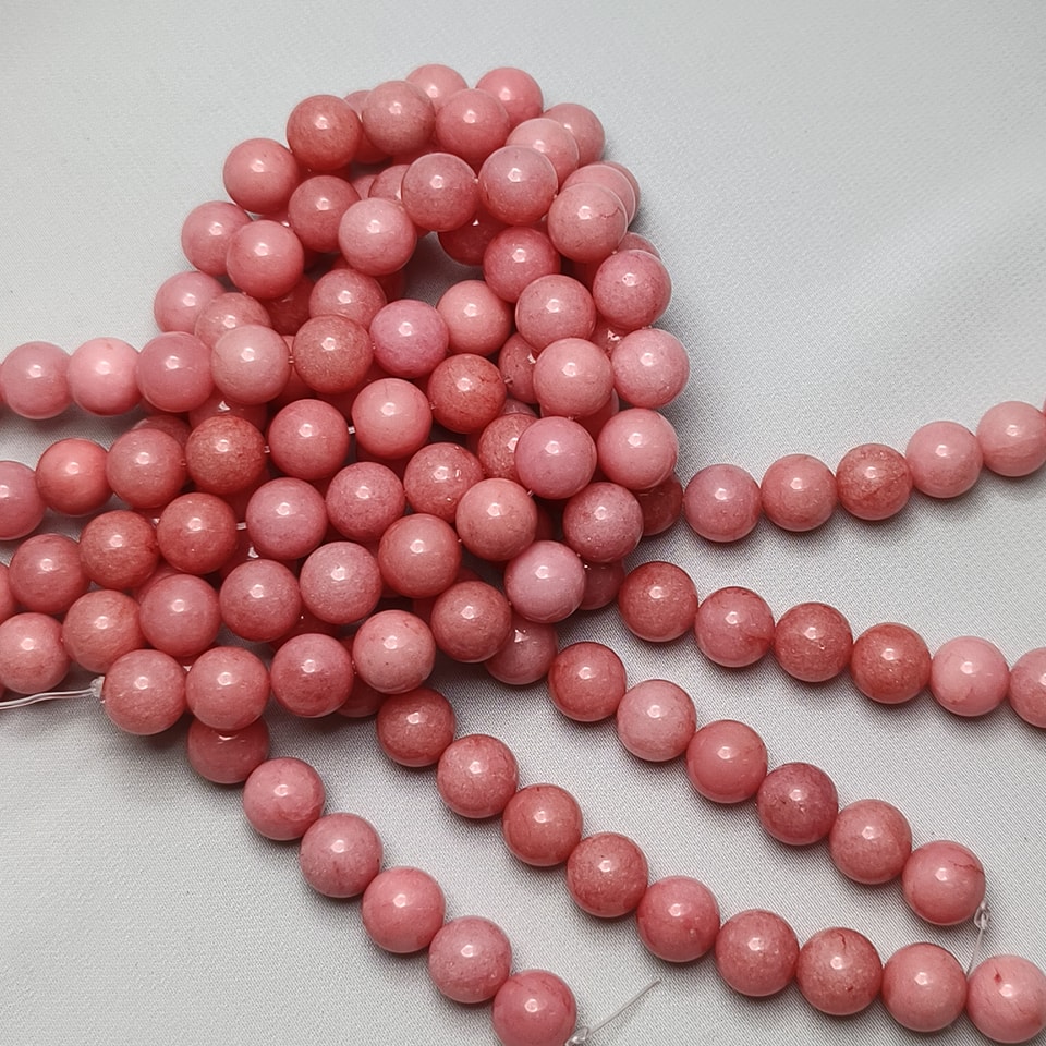 หินโรโดโครไซต์ - หินปลอบใจ ใจสงบ ลดเครียด ปลุกใจ ยาว 37 ซม. 12 มิล (34 เม็ด)