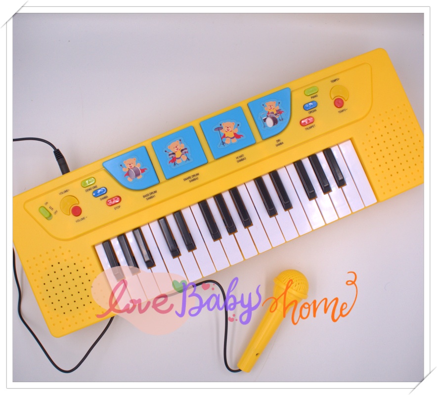มิวสิคคีย์บอร์ดพร้อมไมค์ พี่หมี Keyboard ของเล่นเด็ก