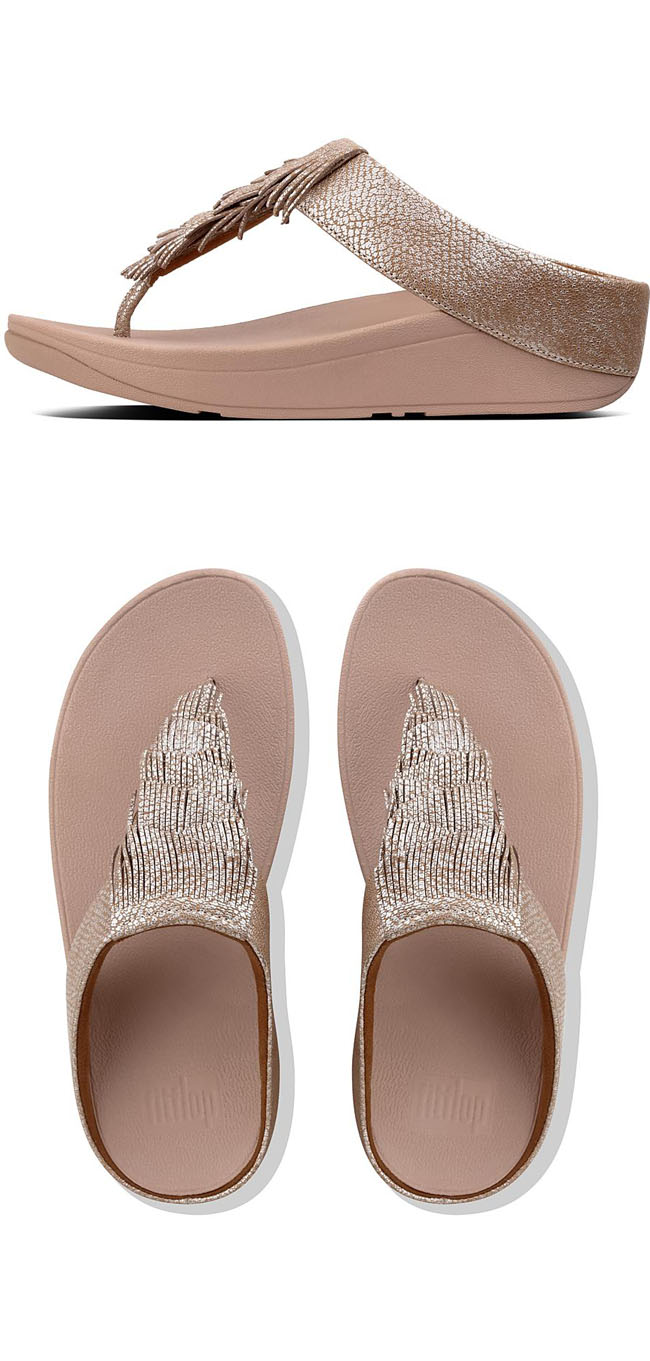 Fitflop Cha Cha Fringe Metallic Nude ของแท้ นำเข้าจาก USA และ UK