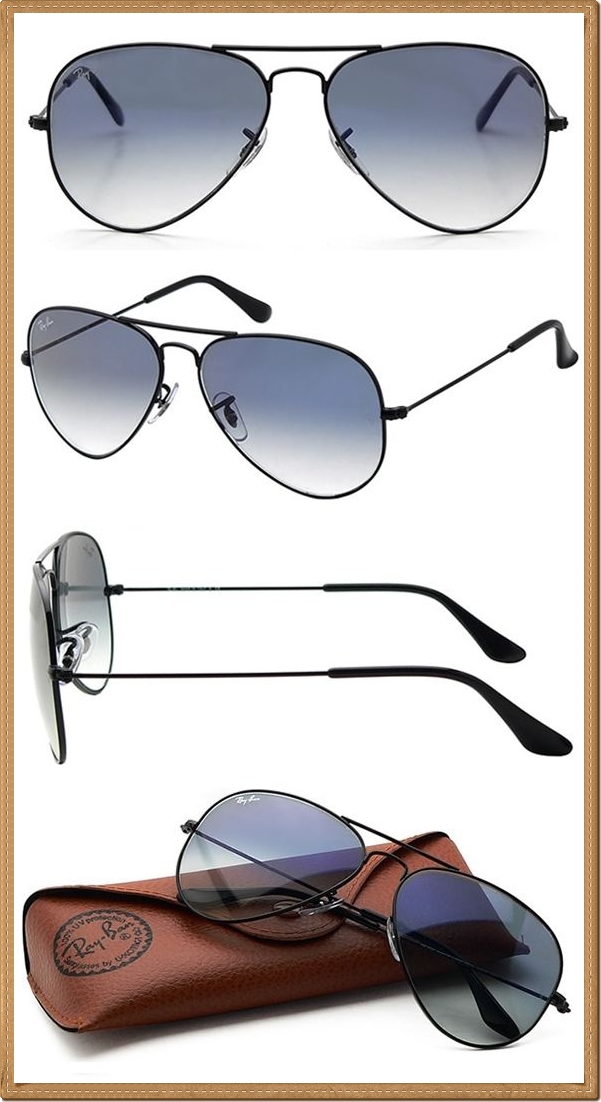 RB3025 (002/3F) กรอบสีดำ เลนส์ไล่สีฟ้าอ่อน