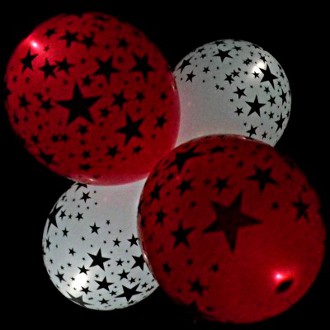 ลูกโป่ง LED พิมพ์ลายดาว คละสี แพ็ค 5 ชิ้น ไฟสลับสี (LED Balloon Star Mixed Color - LED RGB)