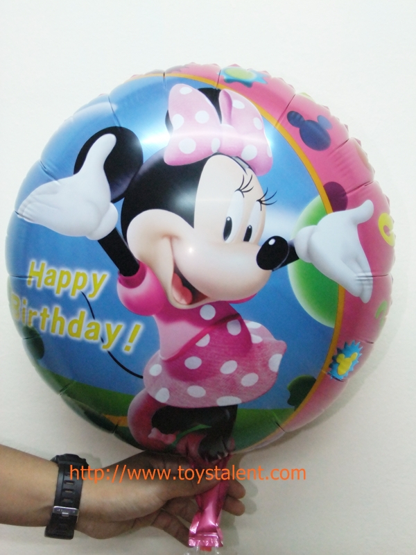 ลูกโป่งฟลอย์ Happy Birthday Minnie Mouse ทรงกลม - Foil Balloon HBD Minnie Mouse Round Shape / Item No. TL-D036 B