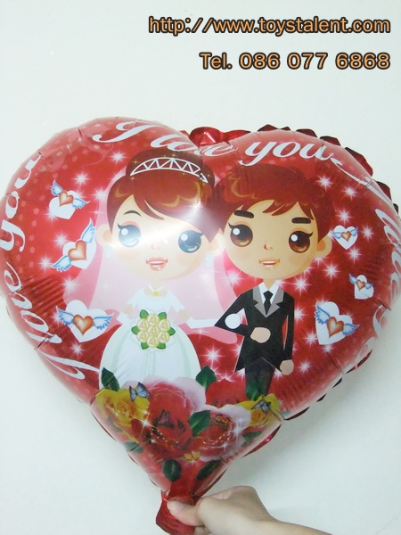 ลูกโป่งฟลอย์ ลายคู่บ่าวสาว ทรงหัวใจ - Foil Balloon Wedding / Item No. TL-E026