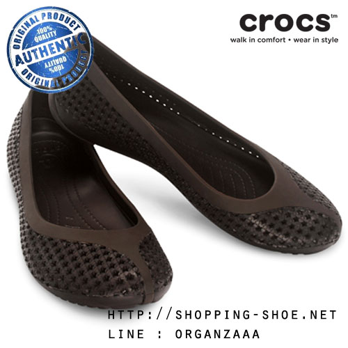 Women's Crocs Crosmesh Ballet Flat - Espresso ของแท้ Outlet ไทยและอเมริกา