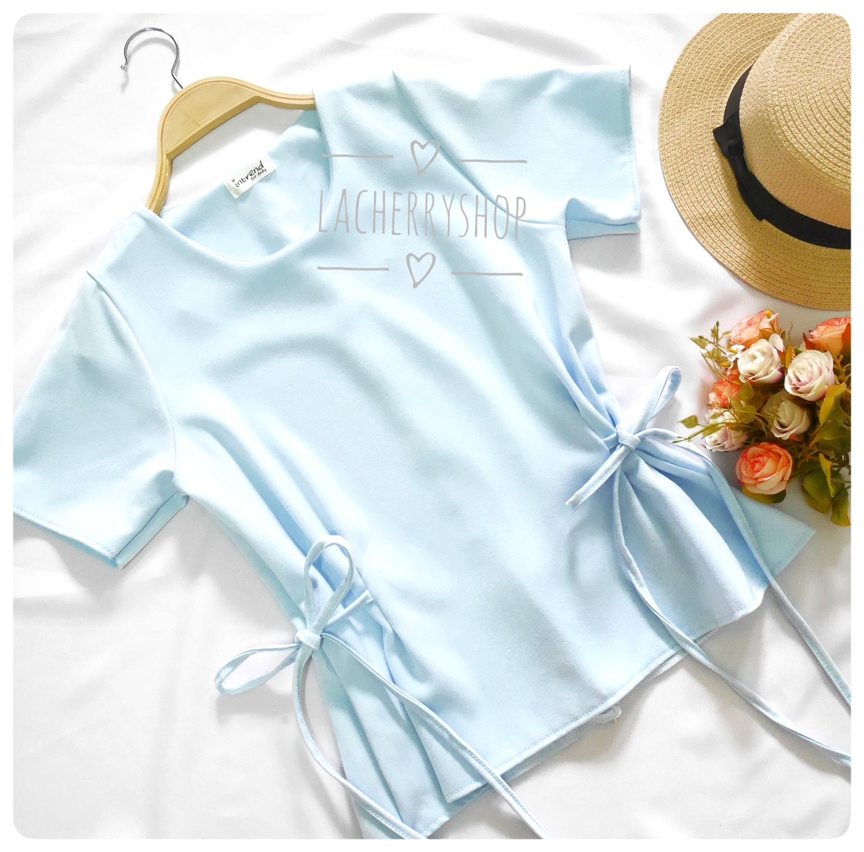 เสื้อแฟชั่นผ้าฮานาโกะ สีโอรส แบบผูกโบว์เอวสองข้าง แบบสวยน่ารักมากค่ะ เสื้อสีพื้น ใส่ง่าย ใส่สบาย เนื้อผ้าฮานาโกะคุณภาพดี