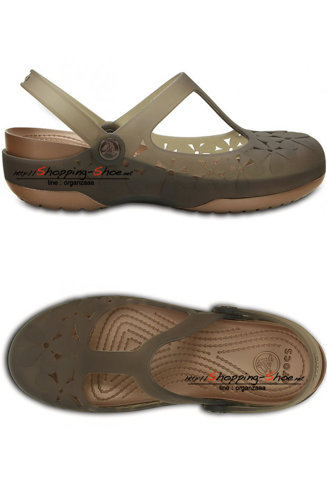 Women’s Crocs Carlie Flower Mary Jane - Espresso / Bronze ของแท้ Outlet ไทยและอเมริกา