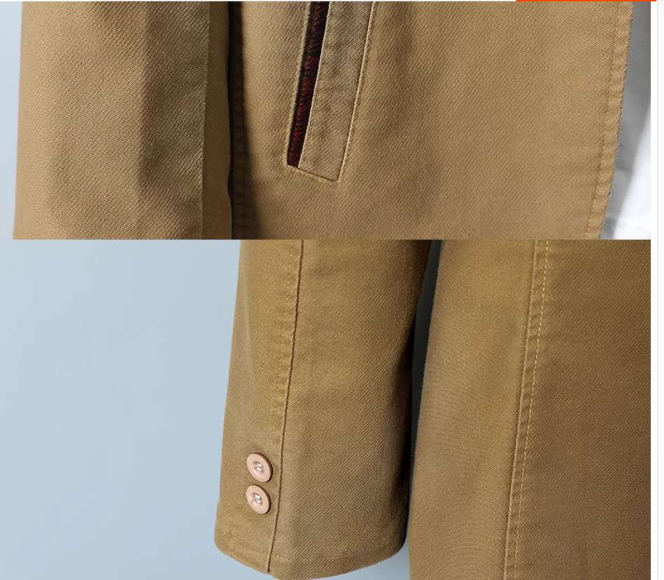 เสื้อสูทลำลองแฟชั่นผู้ชายแต่งอก กระเป๋าซ้ายขวา กากี เขียว Size No.37 39 41 43