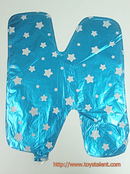 ลูกโป่งฟอยล์รูปตัวอักษร N สีฟ้าพิมพ์ลายดาว ไซส์เล็ก 14 นิ้ว - N Letter Shape Foil Balloon Size 14" Blue color printing Star