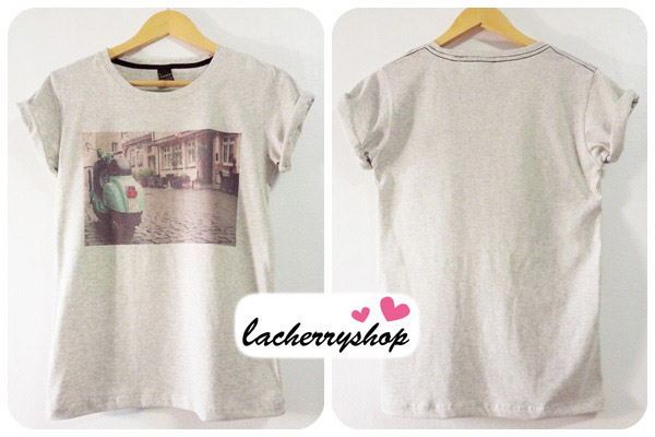 (หมดจ้า)เสื้อยืด เสื้อสกรีน เสื้อแฟชั่น สีเทา ลาย กราฟฟิก เวสป้า vespa คลาสสิค เท่ๆ แนวๆ วินเทจ