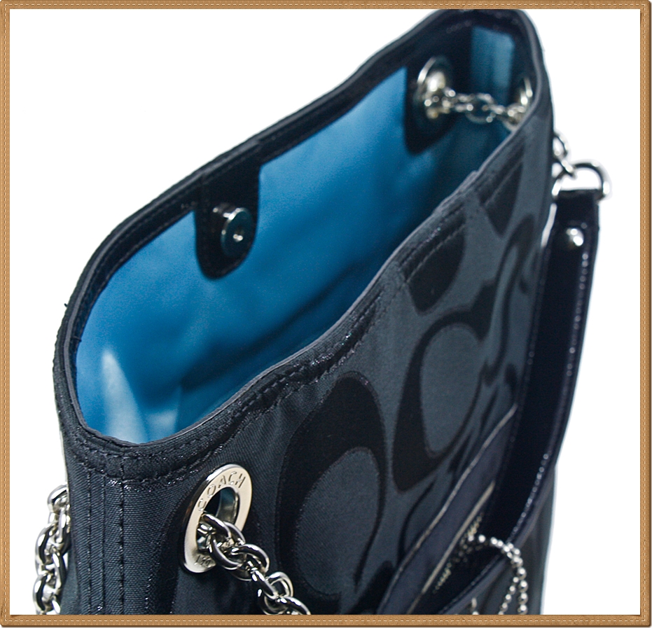 Coach Poppy Metallic Signature Sateen Slim Tote 21161