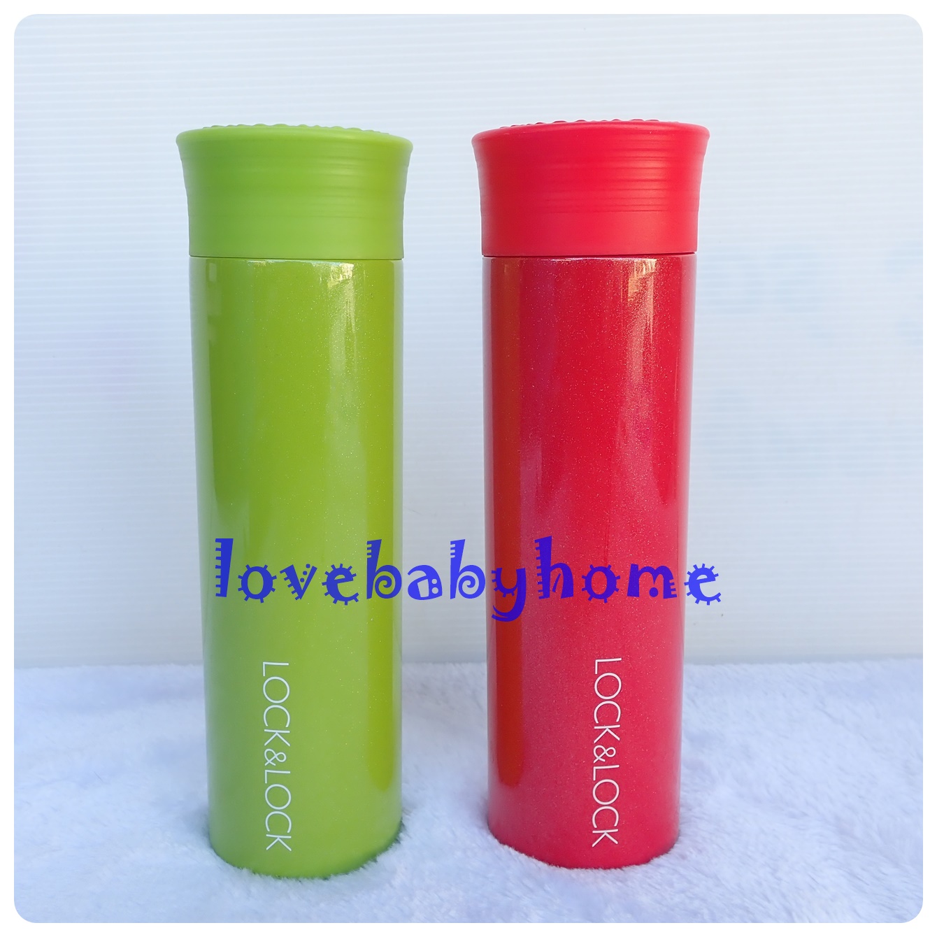 กระบอกน้ำสแตนเลส Lock&Lock ขนาด 400 ml สีเขียวแดง