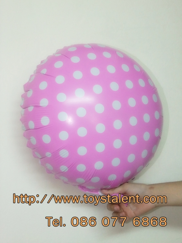 ลูกโป่งฟลอย์ทรงกลม Polk Dot จุดเล็กสี Candy Pink ไซส์ 18 นิ้ว - Round Shape Balloon Small Polka Dot Candy Pink 18" / Item No. TL-G034