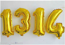 ลูกโป่งฟอยล์รูปตัวเลข 4 สีทอง ไซส์เล็ก 14 นิ้ว - Number 4 Shape Foil Balloon Size 14"Gold Color