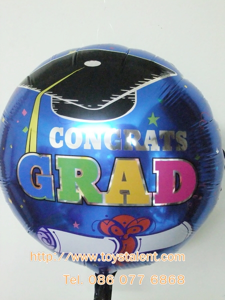 ลูกโป่งฟลอย์ Congrats Grad ทรงกลม - Foil Balloon Congrats Grad round balloons / Item No. TL-F010