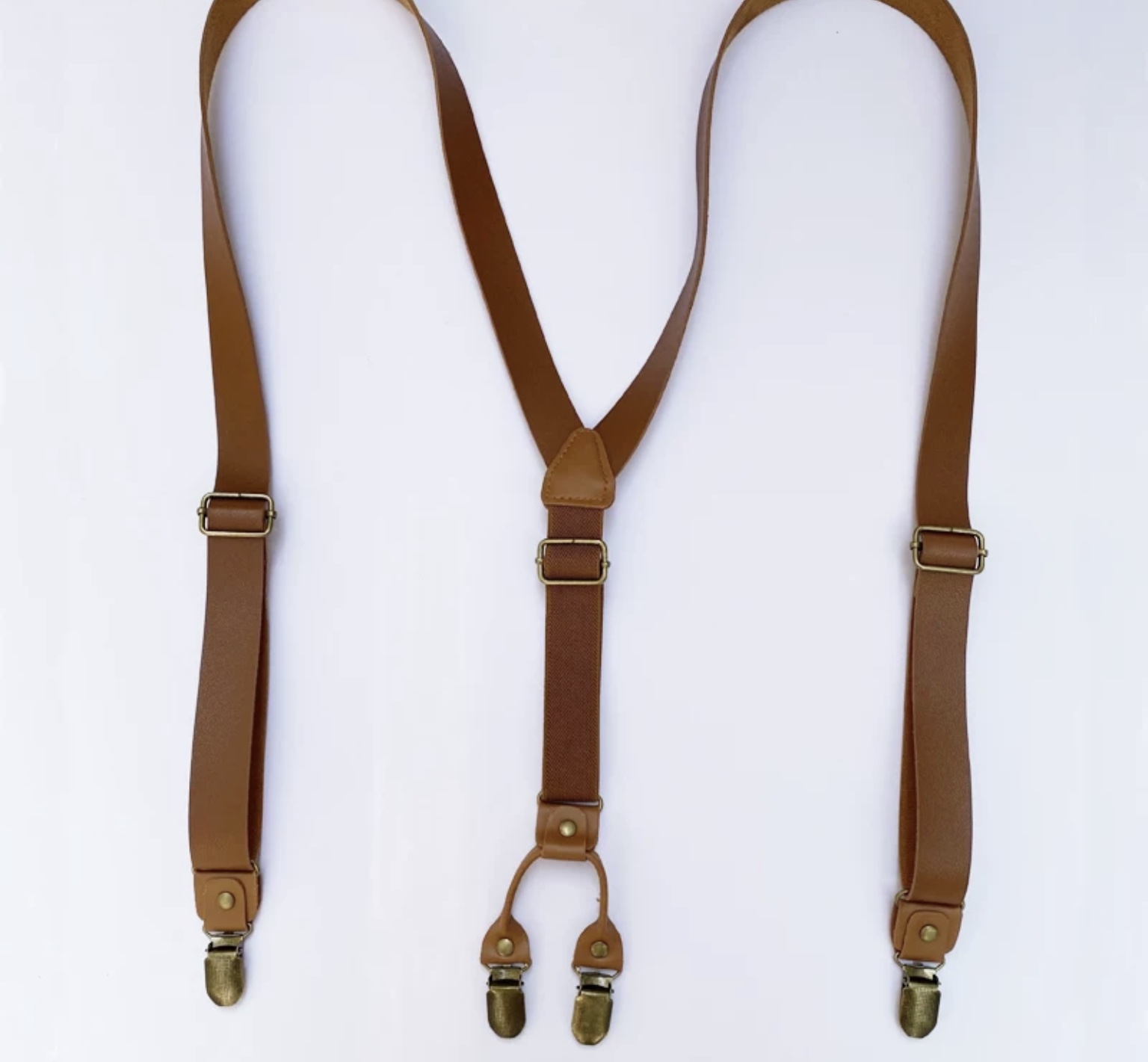 สายเอี๊ยมหนัง สายรัดกางเกงคลิปทอง2.5cm 4จุด