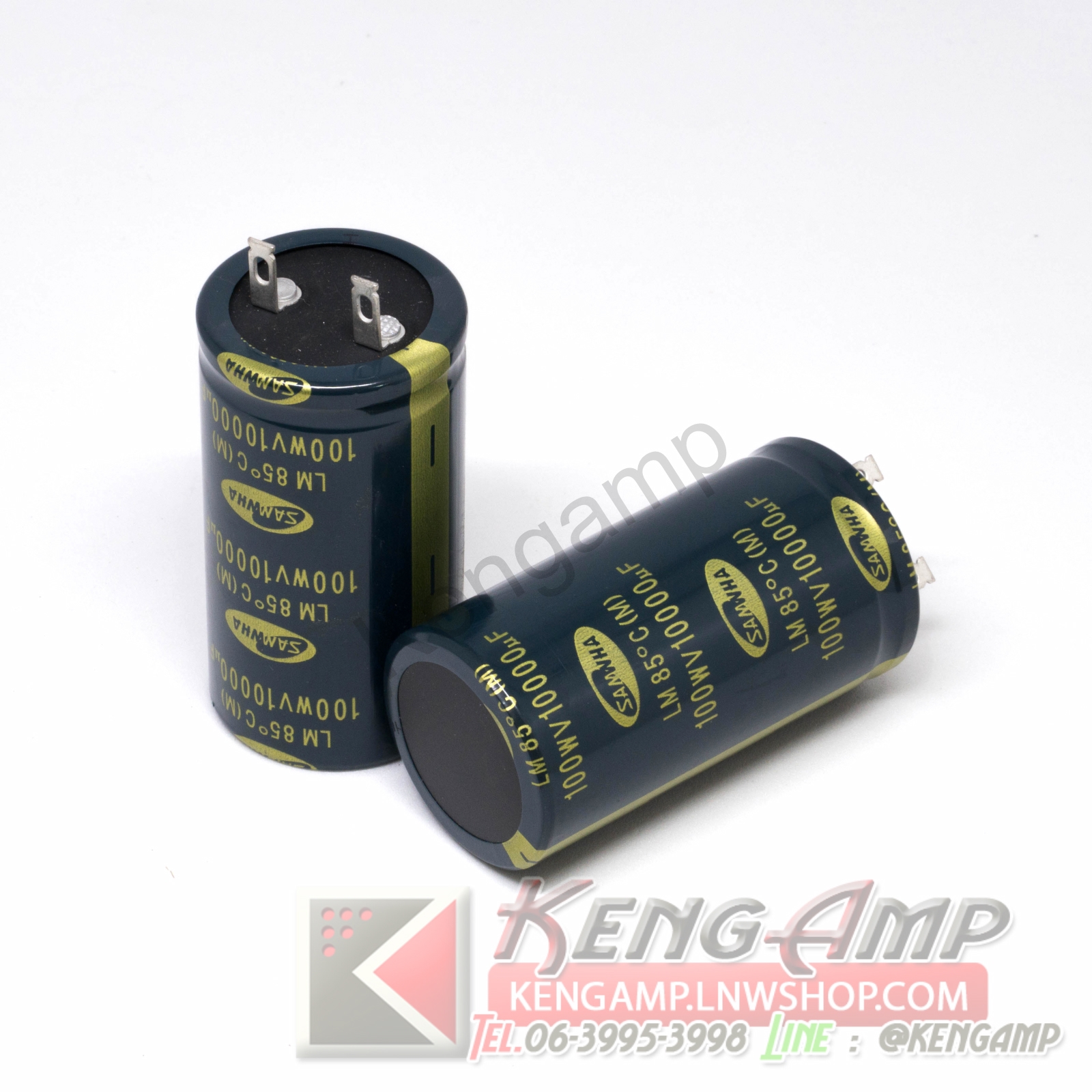 (1ตัว) [E-CAP] 10000uF/100V 85C (พร้อมห่วงรัดเพื่อยึด) SAMWHA LM(M) หรือ HC(M) 40x76mm P = 18mm แบบขาแบน