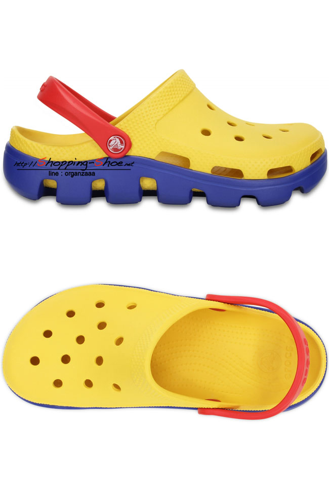Crocs Duet Sport Clog - Canary / Cerulean Blue ของแท้ Outlet ไทยและอเมริกา