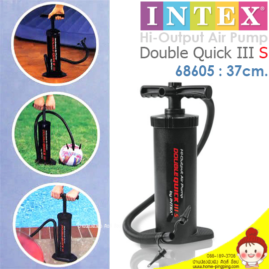 Intex ที่สูบลมมือแบบพกพา ดับเบิ้ลควิ๊ก Intex ที่สูบลมมือแบบพกพา ดับเบิ้ลควิ๊ก ทรู [Intex-68605] *สินค้าจากศูนย์ไทยค่ะ* ข้อมูลสินค้า ที่สูบลมรุ่น Intex-68605 แบรนด์ Intex ออกแบบมาให้ใช้งานง่าย พกพาสะดวกไปได้ทุกที่ สามารถสูบลมได้ทุกวัสดุ ใช้ได้ในทุกสถานที่ แม้ไม่มีไฟฟ้า ช่วยประหยัดพลังงานและสูบลมได้อย่างรวดเร็ว มาพร้อมหัวสูบ 3 หัว วัสดุดำสนิทอย่างดี ไม่แตกหักง่าย มีมาตรฐาน คุณสมบัติ - สามารถสูบเข้า และสูบออกได้ - สูบลมได้ทั้งขณะดึงขึ้นและกดลง - ใช้ได้ในทุกสถานที่ แม้ไม่มีไฟฟ้า - มีหัวสูบ 3 หัว ใช้งานได้หลากหลาย - เหมาะสำหรับ ที่นอนเป่าลม และสินค้าเป่าลมอื่นๆ วิธีการใช้งาน - เสียบหัวสูบเข้ากับวัสดุที่ต้องการสูบลม - ยกกระบอกสูบขึ้นลง เพื่อสูบลมเข้าไป ขนาดสินค้า สูง 37 ซม. ขนาดกล่องสินค้า 12 x 19 x 37.5 เซนติเมตร บรรจุ : กล่องสินค้าอย่างดีทรู [Intex-68605] 