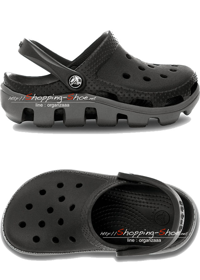 Crocs Duet Sport Clog Kids - Black / Charcoal ของแท้ Outlet ไทยและอเมริกา