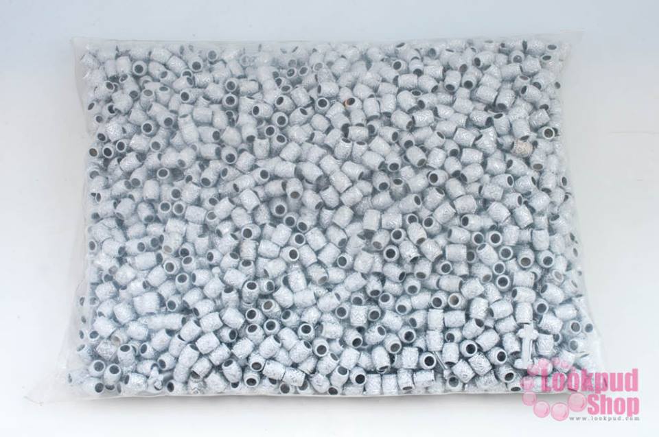 ลูกปัดพลาสติกเคลือบสีเงิน ทรงกระบอก 7X8มิล (1กิโล/1,000กรัม)