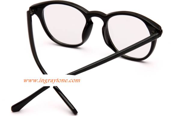 กรอบแว่นตาแฟชั่น เรโทร วินเทจ ทรงกลม ขาสลิมกลมสีล้วน สีดำด้าน