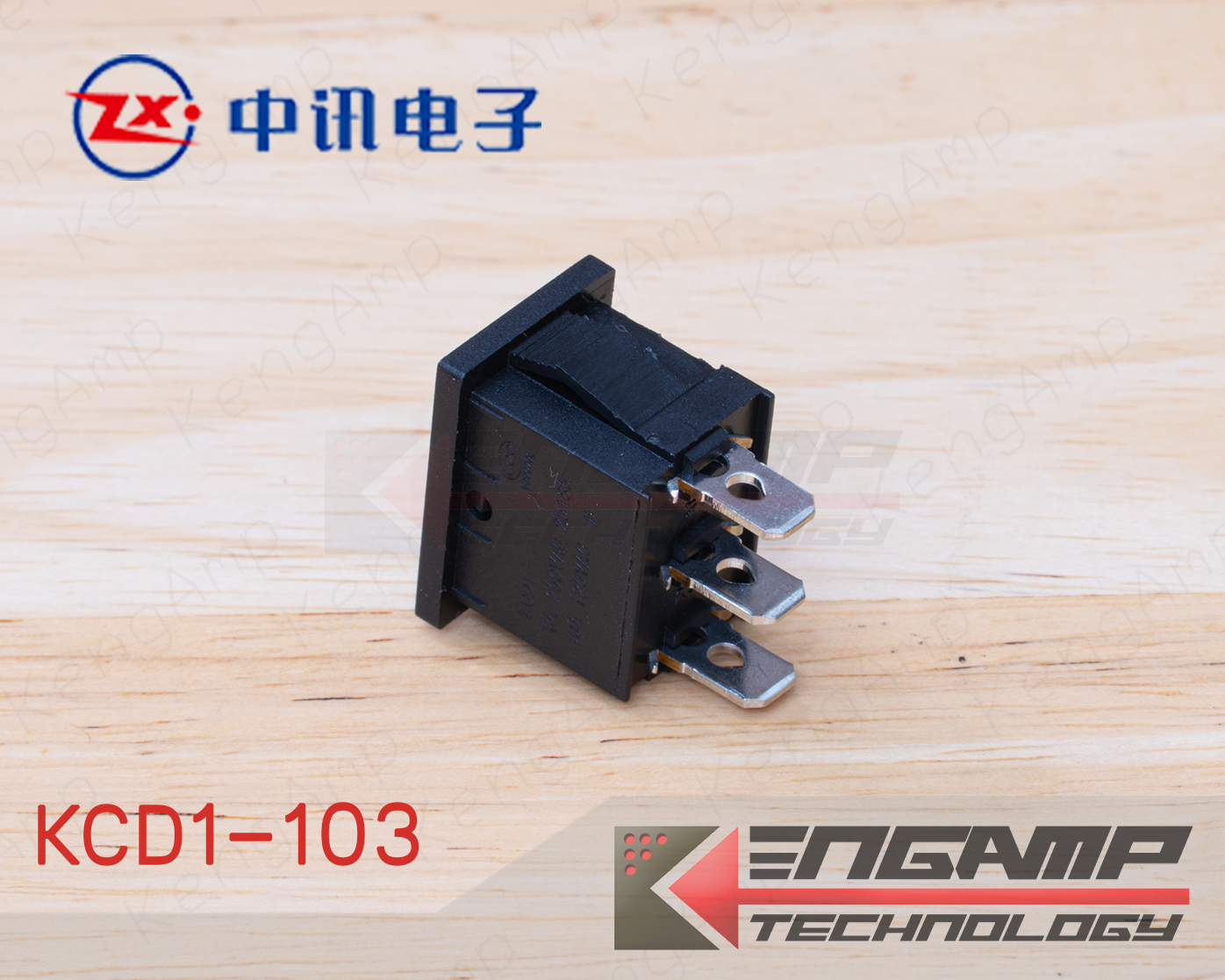 (1ตัว) KCD1-103 ON-OFF-ON 3ขา Zhongxun ขนาด 15x21mm