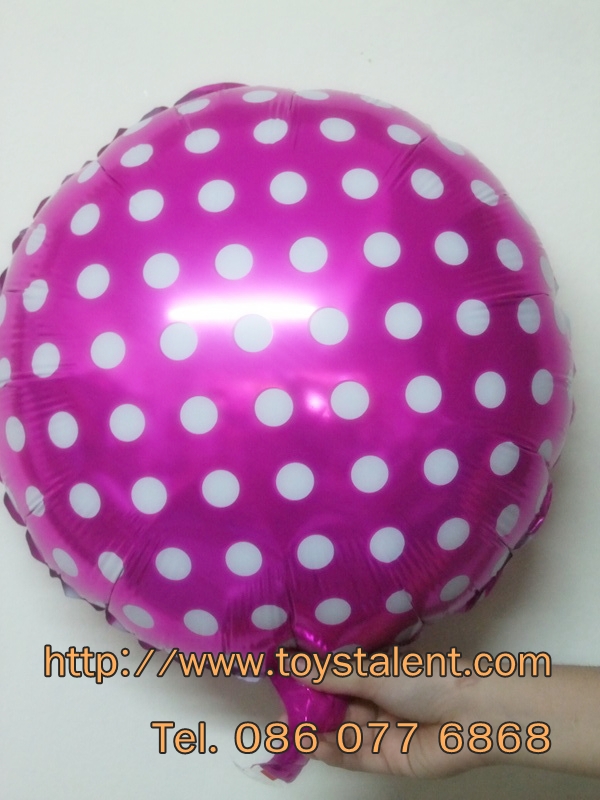 ลูกโป่งฟลอย์ทรงกลม Polk Dot จุดเล็กสีชมพูเข้มไซส์ 18 นิ้ว - Round Shape Balloon Small Polka Dot Deep Pink18" / Item No. TL-G034