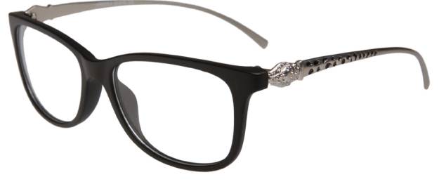 กรอบแว่นสายตาแฟชั่น แบบสลิมทรงสวย ลายนาค สีเงิน สไตล์ สีดำด้าน