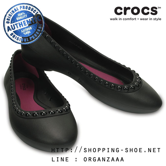 Crocs Lina Luxe Flat - Black / Black ของแท้ Outlet ไทยและอเมริกา