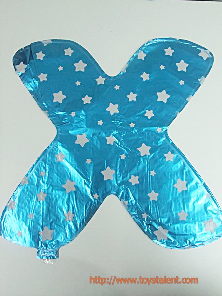 ลูกโป่งฟอยล์รูปตัวอักษร X สีฟ้าพิมพ์ลายดาว ไซส์เล็ก 14 นิ้ว - X Letter Shape Foil Balloon Size 14" Blue color printing Star