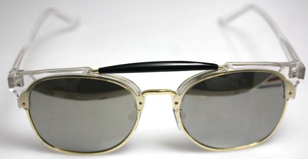 พิเศษ!! ฟรีซอง ผ้าเช็ด กรอบแว่นตากันแดดแฟชั่น เรโทร วินเทจ แบบบาร์กึ่งโลหะ (ปรอท ดำด้าน)