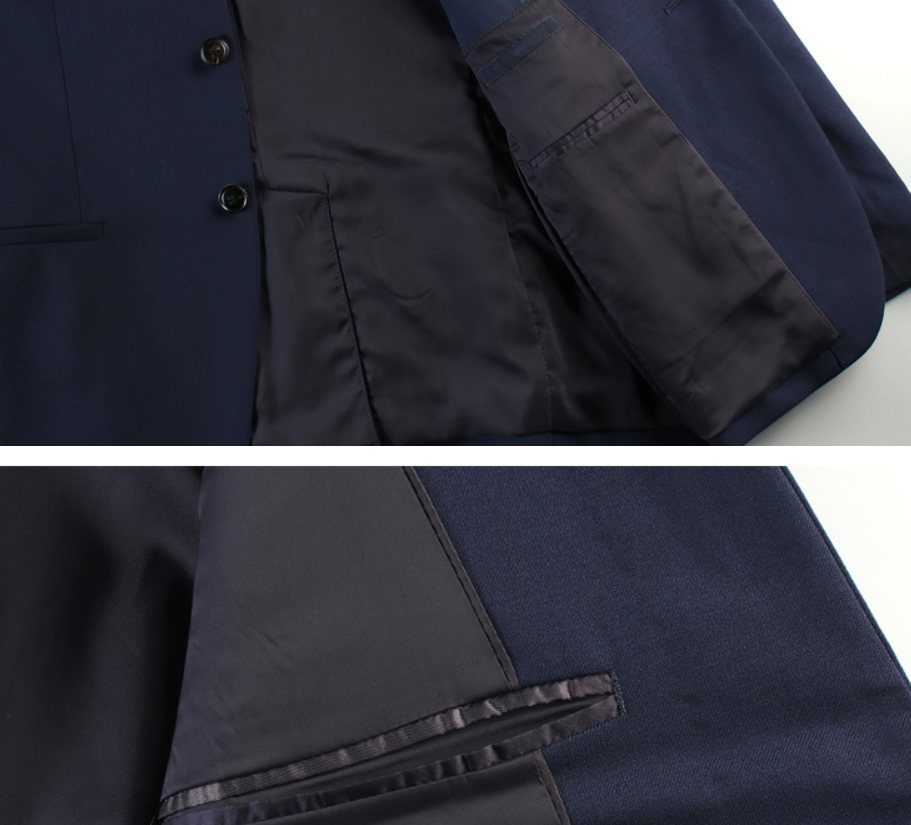 เสื้อสูทแฟชั่น สูทคอจีน ไม่มีปก no collar ดีไซน์คลาสสิค ผ้าฝ้าย กระดุม2 เรียบหรู สีน้ำเงิน Size No.37 39 41