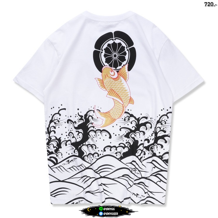 เสื้อยืดสกรีนลายปลาคาร์ฟทอง สีขาว