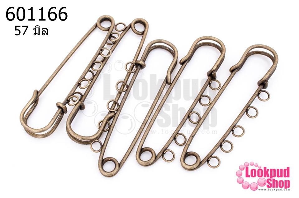 เข็มกลัด 5 รู สีทองเหลือง 57มิล(5ชิ้น)