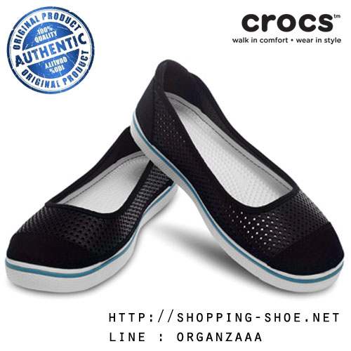 Women's Crocs Crosmesh Hover Skimmer Black (W5) ของแท้ Outlet ไทยและฮ่องกง