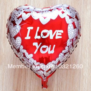 ลูกโป่งฟลอย์รูปหัวใจพิมพ์ลาย I LOVE U สีแดงไซส์ 18 นิ้ว - Love Series Heart Shape Foil Balloon / Item No. TL-E046