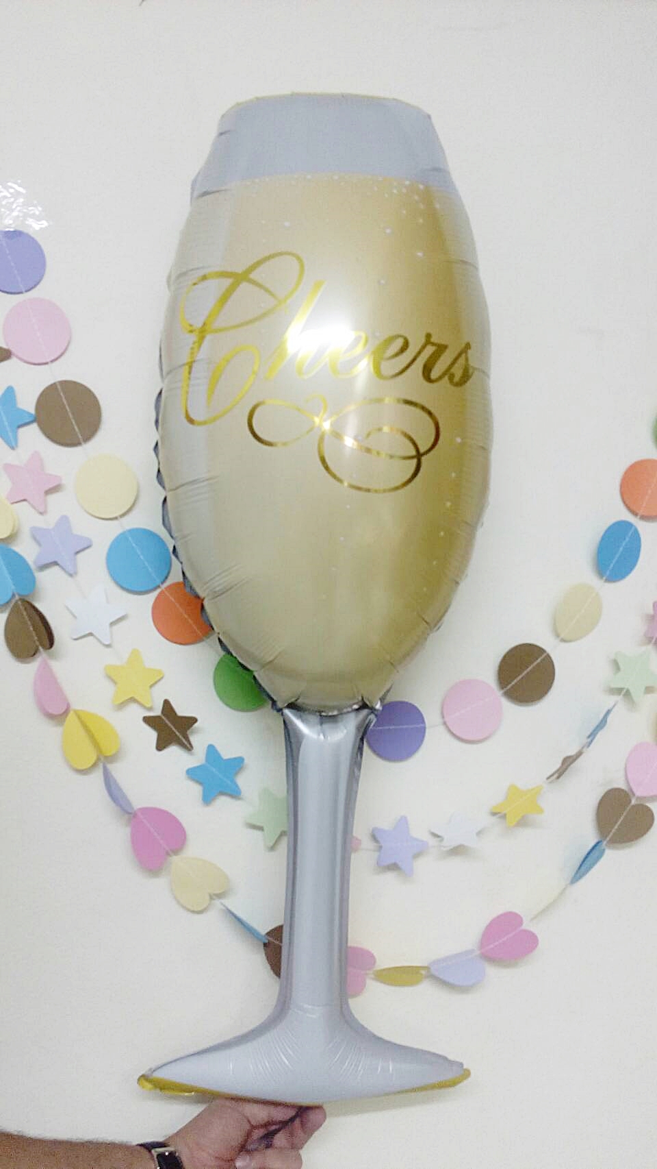 ลูกโป่งฟอยล์รูปแก้วไวน์ แก้วแชมเปญ ไซส์ 92*40 cm. - A Glass of Champagne Shape Foil Balloon / TL-D070