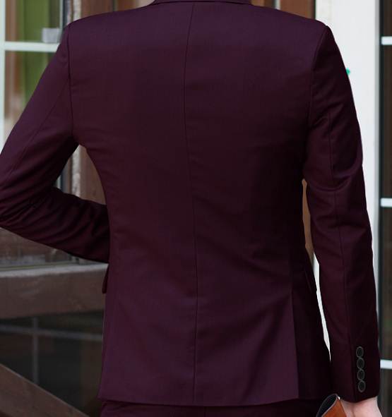 เล็ก+จองราคาพิเศษ !!ชุดเสื้อสูท กางเกงสไตล์อังกฤษ ปกเปิดมาตรฐาน สีแดงเลือดนก Size No.34 36 38 40 42