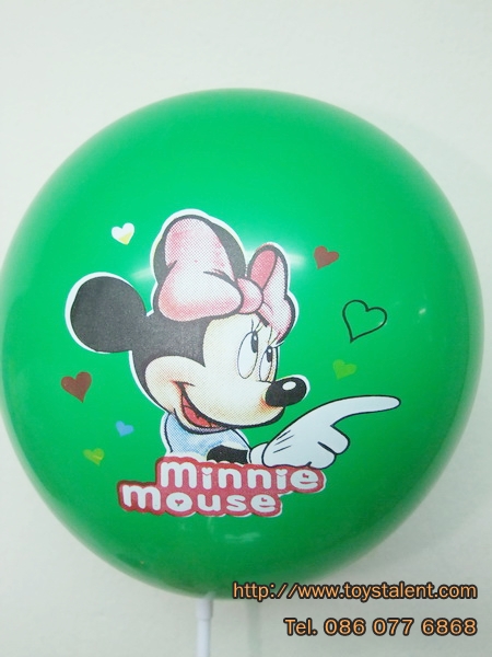 ลูกโป่งกลมพิมพ์ลายการ์ตูน Minnie Mouse ไซส์ 12 นิ้วคละสี แพ็คละ 10 ใบ (Round Balloons 12" - Printing Minnie Mouse)latex balloons)