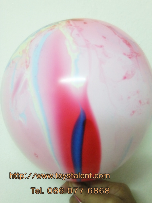 ลูกโป่งกลมพิมพ์ลาย สีรุ้ง ไซส์ 12 นิ้ว แพ็คละ 5 ใบ (Round Balloons 12" - Rainbow Printing latex balloons)