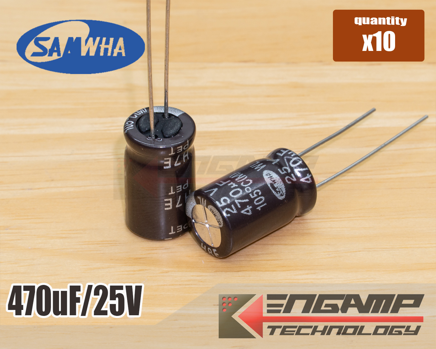 (10ตัว) 470uF/25V 105C SAMWHA WL หรือ MK 10x17mm P=5mm
