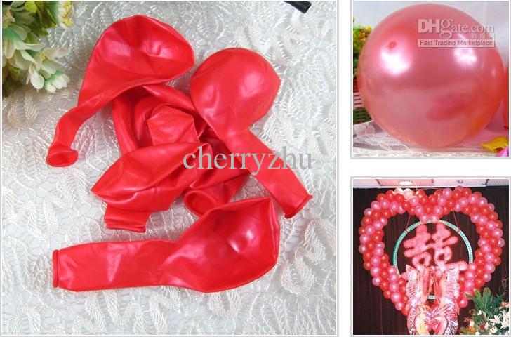 ลูกโป่งกลม เนื้อมุก สีแดง ไซส์ 6 นิ้ว แพ็คละ 10 ใบ (Metallic Red Round Balloon Size 6')