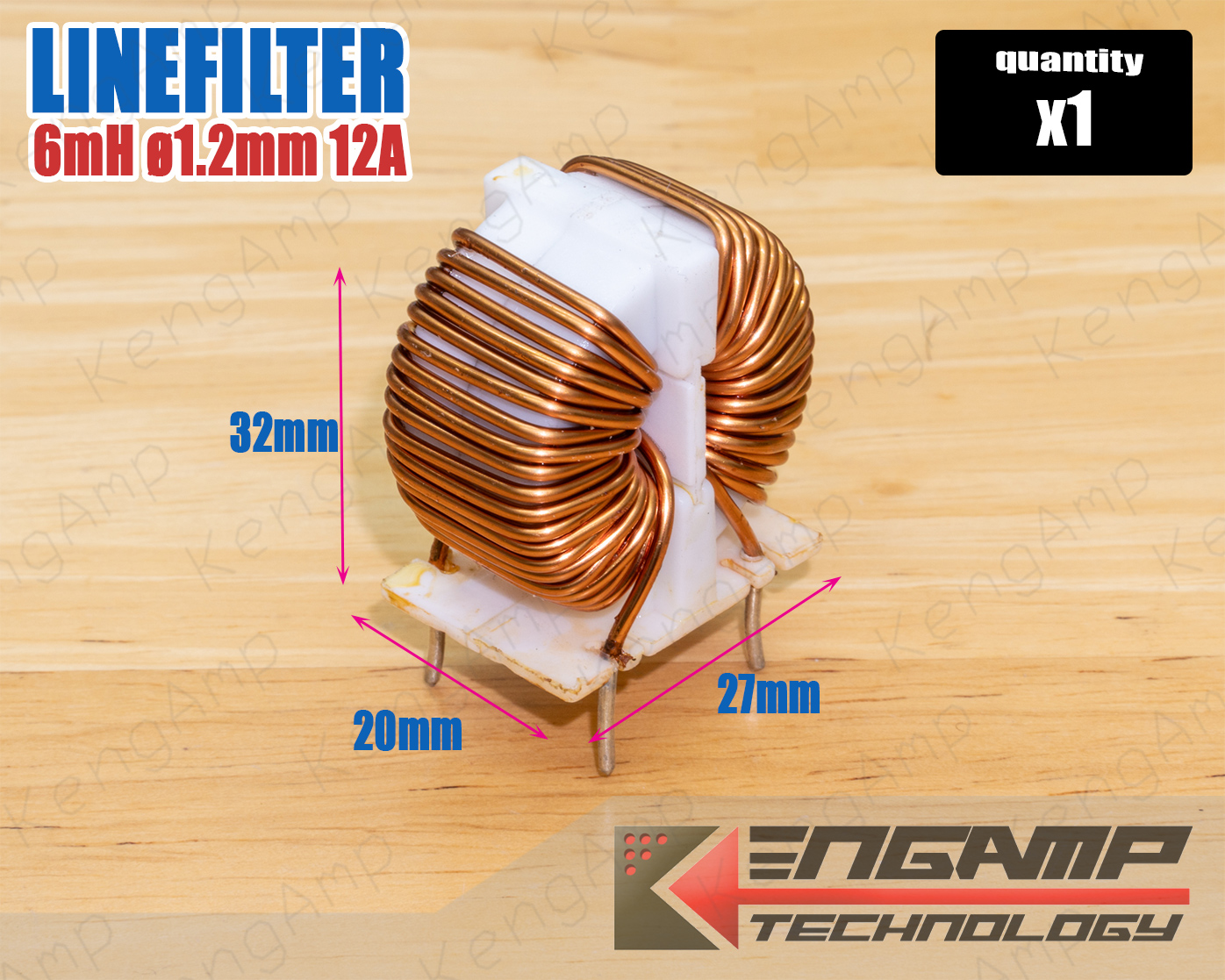 (1ชิ้น) [Ind] (1ชิ้น) Line Filter 6mH ลวด ø1.2mm กระแสสูงสุด 12A